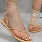 Mesh Diamond Sexy Lace Flat Sandals