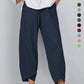 Vintage Asymmetrical Elastic Waist Pockets Pants