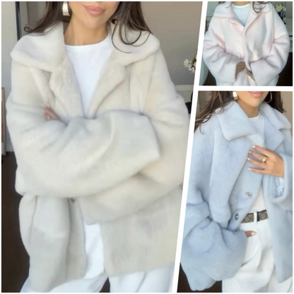 Women's Loose Plush Lapel Winter Coat